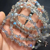 Labradorite Moonstone Chips Bracelet 925 Silver