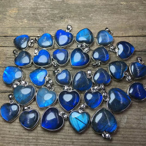 Labradorite Heart Pendant 925 Silver Reiki Healing Crystal Jewelry