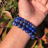 Natural Lapis Lazuli Bracelet Round Bead Quartz Healing Stone Jewelry Gift