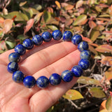 Natural Lapis Lazuli Bracelet Round Bead Quartz Healing Stone Jewelry Gift