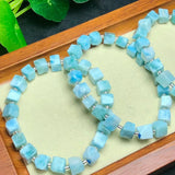 Natural Larimar Cube Bracelet Crystal Reiki Healing Stone Jewelry
