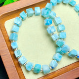 Natural Larimar Cube Bracelet Crystal Reiki Healing Stone Jewelry