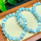 Natural Larimar Cube Bracelet Crystal Reiki Healing Stone Jewelry