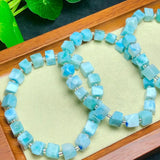 Natural Larimar Cube Bracelet Crystal Reiki Healing Stone Jewelry