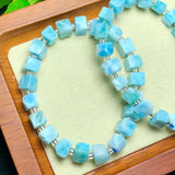 Natural Larimar Cube Bracelet Crystal Reiki Healing Stone Jewelry