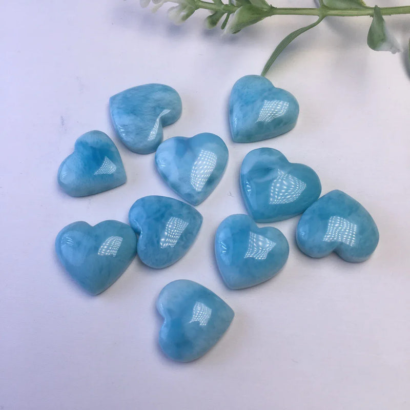 1 Pc Larimar Heart Jewelry Making Crystal Healing Stone Gift DIY Accessories