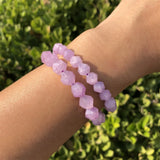 Natural Lavender Amethyst Bracelet Diamond Faceted Beads Crystal Quartz