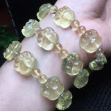 Natural Lemon Citrine Cat Paw Bracelet Crystal Healing Stone Jewelry