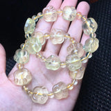 Natural Lemon Citrine Cat Paw Bracelet Crystal Healing Stone Jewelry