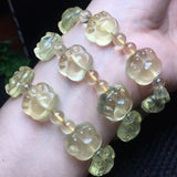 Natural Lemon Citrine Cat Paw Bracelet Crystal Healing Stone Jewelry