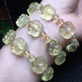 Natural Lemon Citrine Cat Paw Bracelet Crystal Healing Stone Jewelry