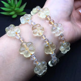 Fengbaowu Citrine Flower Bead Bracelet Crystal Reiki Healing Stone Jewelry