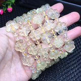 Fengbaowu Citrine Flower Bead Bracelet Crystal Reiki Healing Stone Jewelry