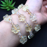 Fengbaowu Citrine Flower Bead Bracelet Crystal Reiki Healing Stone Jewelry