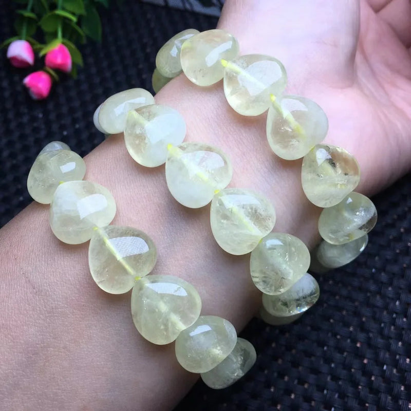 Fengbaowu Lemon Citrine Heart Bracelet Reiki Healing Stone Gift Women