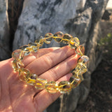 Natural Lemon Citrine Quartz Bracelet Cube Beads Crystal Healing Stone