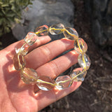 Natural Lemon Citrine Quartz Bracelet Cube Beads Crystal Healing Stone