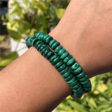 Malachite Bracelet Round Disc Beads Crystal Quartz Healing Stone Jewelry