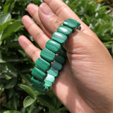 Fengbaowu Malachite Bracelet Square Bead Bangle Healing Stone Jewelry