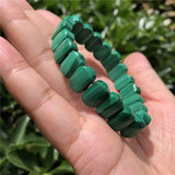 Fengbaowu Malachite Bracelet Square Bead Bangle Healing Stone Jewelry