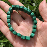 Fengbaowu Malachite Bracelet Square Bead Bangle Healing Stone Jewelry