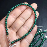 Natural Malachite Chain Bracelet Reiki Healing Stone 925 Sterling Silver