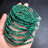 Malachite Round Faceted Bead Bracelet 925 Sterling Silver Crystal Healing Stone