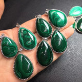 Natural Malachite Water Drop Pendant Crystal Healing Stone Jewelry