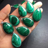 Natural Malachite Water Drop Pendant Crystal Healing Stone Jewelry