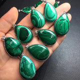Natural Malachite Water Drop Pendant Crystal Healing Stone Jewelry