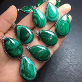 Natural Malachite Water Drop Pendant Crystal Healing Stone Jewelry