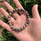 Fengbaowu Matte Rhodonite Bracelet Crystal Healing Stone Jewelry