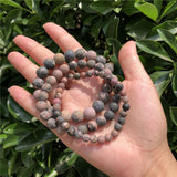 Fengbaowu Matte Rhodonite Bracelet Crystal Healing Stone Jewelry
