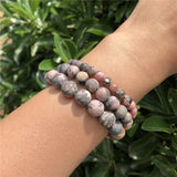 Fengbaowu Matte Rhodonite Bracelet Crystal Healing Stone Jewelry