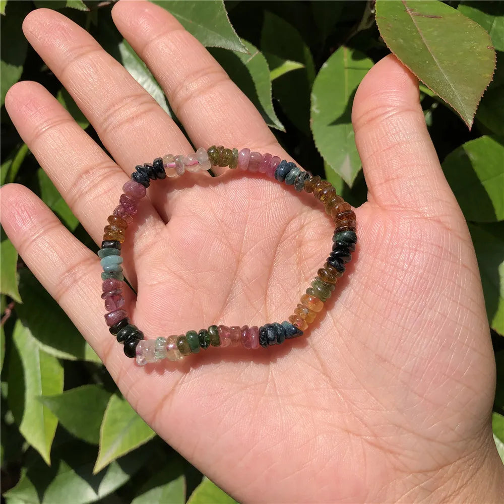 Fengbaowu Multicolored Tourmaline Elbaite Bracelet Crystal Healing Stone