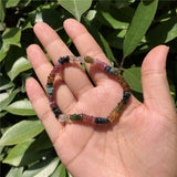 Fengbaowu Multicolored Tourmaline Elbaite Bracelet Crystal Healing Stone
