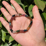 Fengbaowu Multicolored Tourmaline Elbaite Bracelet Crystal Healing Stone