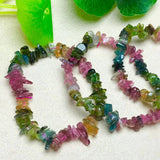 Fengbaowu Elbaite Colorful Tourmaline Chips Bracelet Healing Stone Jewelry