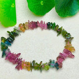 Fengbaowu Elbaite Colorful Tourmaline Chips Bracelet Healing Stone Jewelry