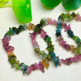 Fengbaowu Elbaite Colorful Tourmaline Chips Bracelet Healing Stone Jewelry