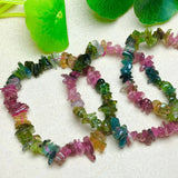Fengbaowu Elbaite Colorful Tourmaline Chips Bracelet Healing Stone Jewelry