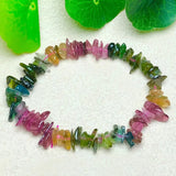 Fengbaowu Elbaite Colorful Tourmaline Chips Bracelet Healing Stone Jewelry