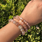 Fengbaowu Multicolored Moonstone Bracelet Crystal Healing Stone Jewelry