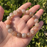 Fengbaowu Multicolored Moonstone Bracelet Crystal Healing Stone Jewelry