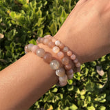 Fengbaowu Multicolored Moonstone Bracelet Crystal Healing Stone Jewelry