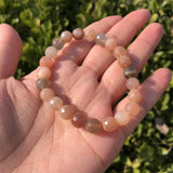 Fengbaowu Multicolored Moonstone Bracelet Crystal Healing Stone Jewelry