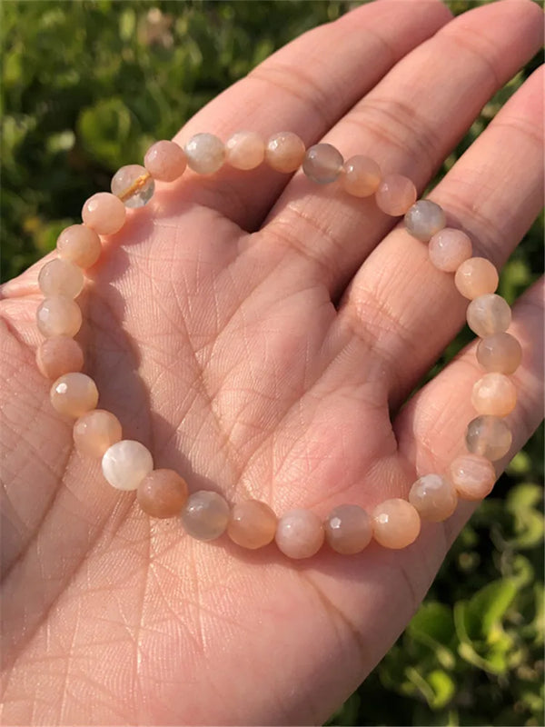 Fengbaowu Multicolored Moonstone Bracelet Crystal Healing Stone Jewelry
