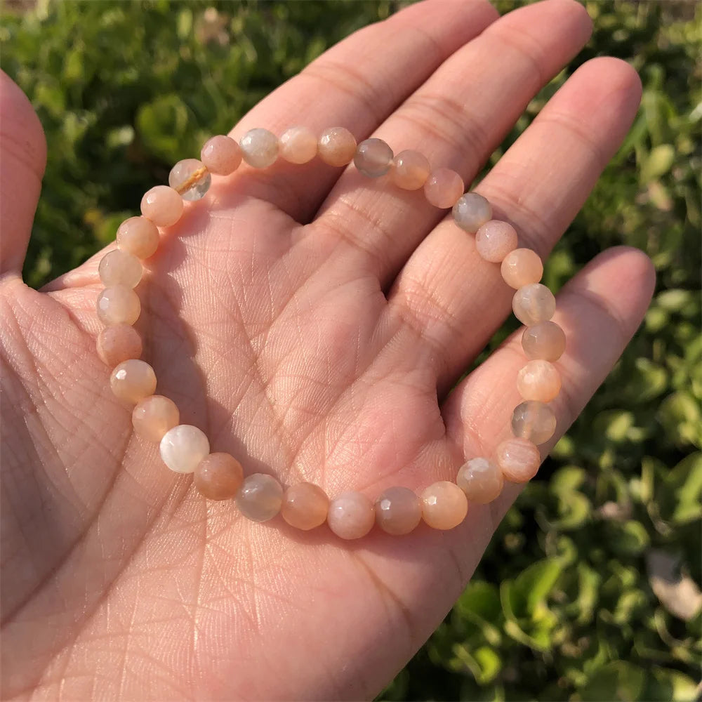 Fengbaowu Multicolored Moonstone Bracelet Crystal Healing Stone Jewelry