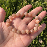 Peach Moonstone Bracelet Diamond Faceted Beads Crystal Quartz Jewelry