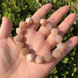 Peach Moonstone Bracelet Diamond Faceted Beads Crystal Quartz Jewelry